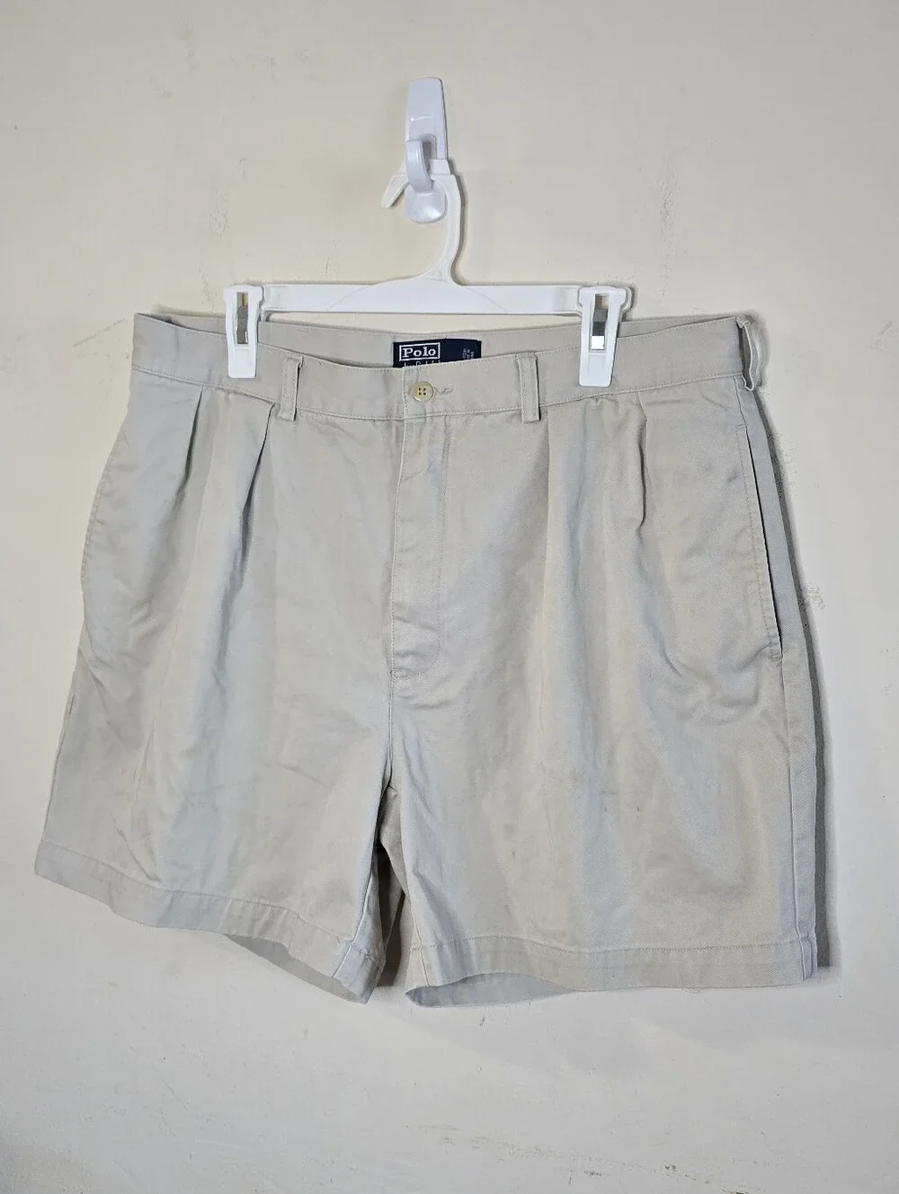 Polo Ralph Lauren Andrew Shorts Men's Size 36 Tan Pleated Chino Preppy Classic